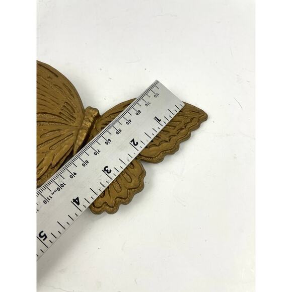 VTG Homco Gold Plastic Butterfly Wall Hanging 1970s 6" Wide - Picture 11 of 12